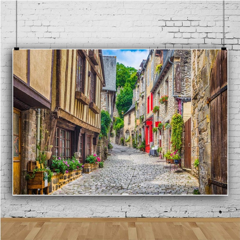Renaiss 7x5ft Italy Town Streets Backdrop European Tourist Travel Downtown Street Vintage Buildings Scenery Photography Background for Holiday Theme Wedding Kids Adults Portrait Studio Props - Image 3
